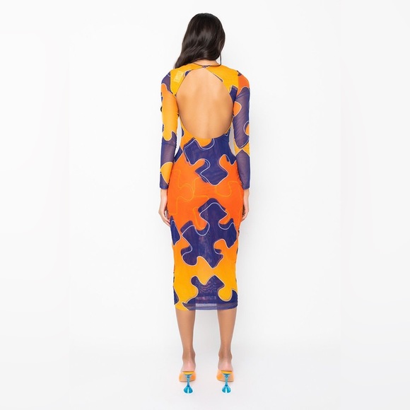 Build With Me Long Sleeve Midi Mesh Dress - Picture 4 of 5